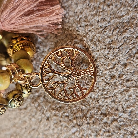 NWT Fashion Jewelry bracelets tassle boho Tree of Life pink brown gold green - Picture 5 of 7